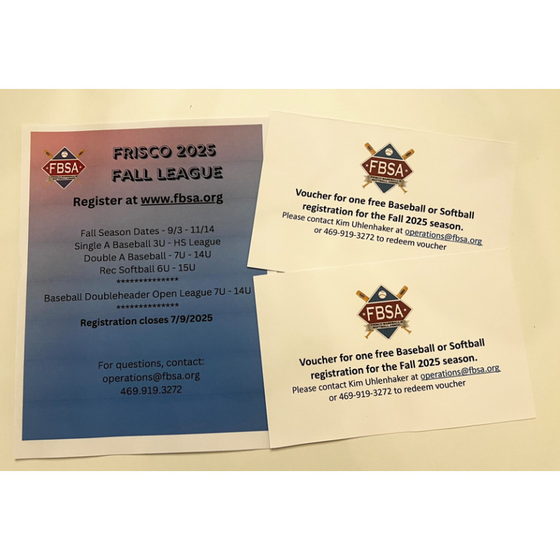 Frisco Baseball & Softball Association Vouchers