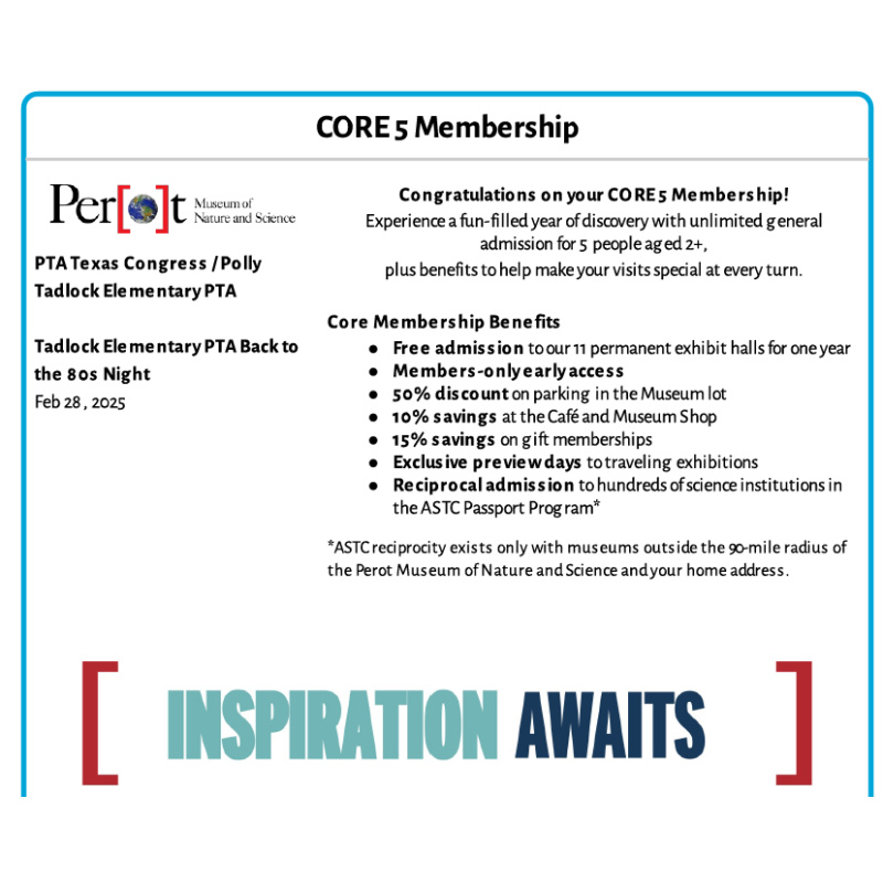 Perot Museum CORE 5 Membership