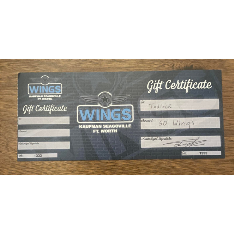 Wings Over Frisco Gift Certificate